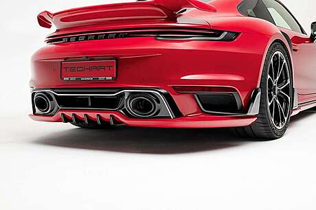 Difusor de parachoques trasero Techart 092.100.500.009-T para Porsche 911 Turbo 992 (original, Alemania)