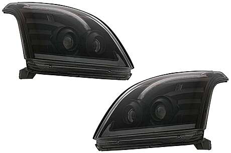 TUBE LIGHT LED Headlights suitable for TOYOTA Land Cruiser FJ120 (2003-2009) Black with Dynamic Turn Signal LHD