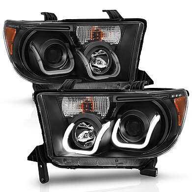 Opticas delanteras negras con angel eyes Anzo USA 111294 para Toyota Sequoia 2007-2015