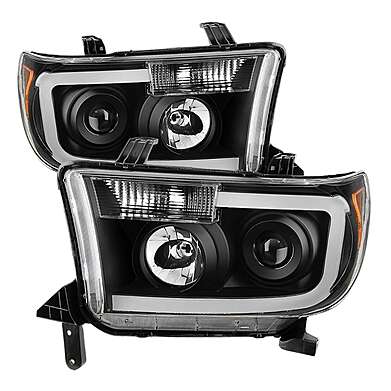 Óptica delantera diodo negra Spyder Auto 9027888 para Toyota Sequoia 2007-2015