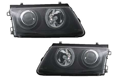 Headlights for VW Passat 3B (1996-2000) Black with Halo Rims