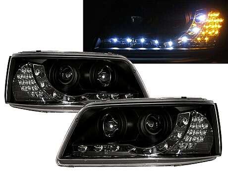 Headlights Black LED Style Volkswagen Transporter T5 2003-2009