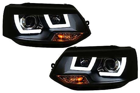 LED DRL Headlights suitable for VW Transporter T5 Multivan Facelift (2010-2015) U Tube Xenon Look