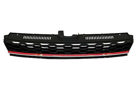 Central Badgeless Grille suitable for VW Golf 7.5 VII Facelift (2017-up) GTI Design Red And Chrome