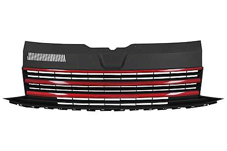 Badgeless Front Debadged Grille suitable for VW T6 Bus Transporter (2015-2019) Red stripes insertion