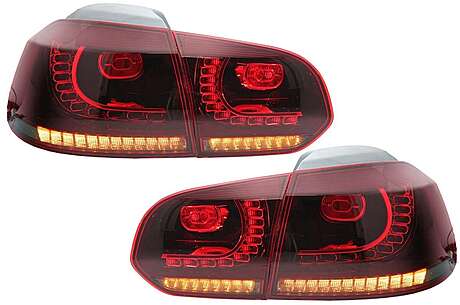 Taillights Full LED suitable for VW Golf 6 VI (2008-2013) R20 Design Red Cherry with Sequential Dynamic Turning Lights (LHD and RHD)