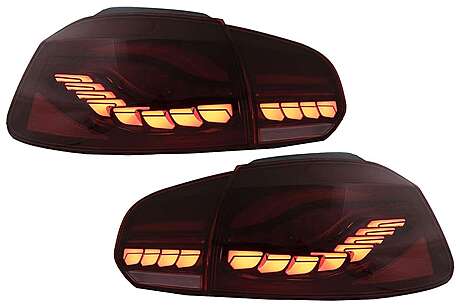 Taillights Full LED suitable for VW Golf 6 VI (2008-2013) Red Smoke with Sequential Dynamic Turning Lights (LHD and RHD)