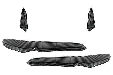 Front Bumper Side Fins Flaps suitable for VW Golf 7.5 5G R Hatchback (2017-2020) Carbon Look