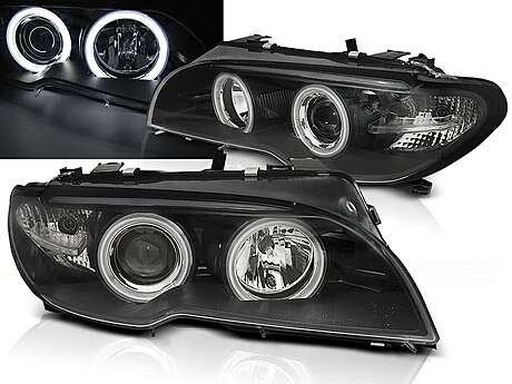 Faros Xenon Black CCFL Angel Eyes BMW E46 Coupe Cabrio 03/2003 — 06/2006