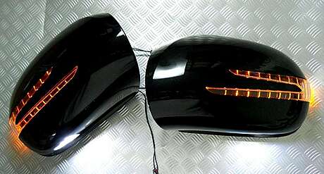 Mirror Cover Glossy Black LED Mercedes Benz W164 ML Class 2005-2008 / W251 R Class 2005-2008 / X164 GL Class 2005-2008