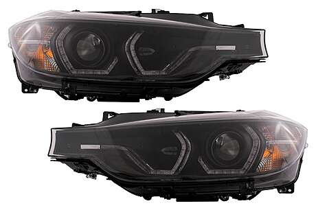 Angel Eyes Xenon Headlights suitable for BMW 3 Series F30 F31 Sedan Touring (10.2011-05.2015) Black