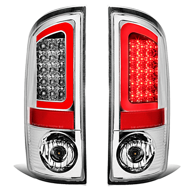 Red Tube Bar Tail Brake Light Lamp Chrome Dodge Ram 1500 2500 3500 2002-2006 