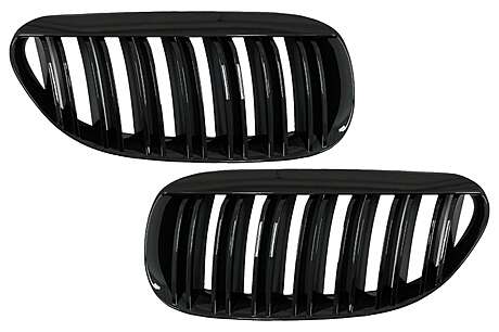 Central Front Kidney Grille suitable for BMW 6 Series E63 E64 LCI Pre-LCI (2004-2010) M Design Double Stripe Piano Black