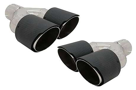 Universal Carbon Fiber Exhaust Muffler Tips Polished Look Inlet 6.1cm  