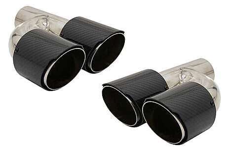 Carbon Fiber Exhaust Muffler Tips Polished Look Inlet 6.3cm 