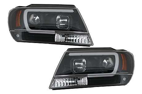 LED Headlights suitable for Jeep Grand Cherokee (1999-2004) Tube Light Black