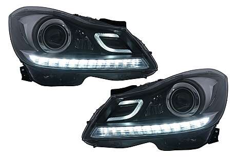 LED DRL Headlights suitable for Mercedes C-Class W204 S204 (2011-2014) with Dynamic Sequential Turning Light