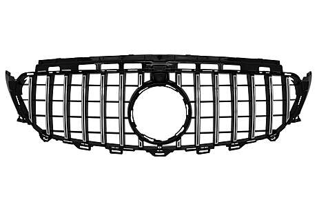 Central Grille suitable for Mercedes E-Class W213 S213 C238 A238 (2016-2019) GT-R Panamericana Design Black Chrome