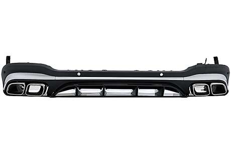 Rear Diffuser with Silver Exhaust Muffler Tips suitable for Mercedes GLC SUV X253 Facelift (2020-up) GLC63 Design