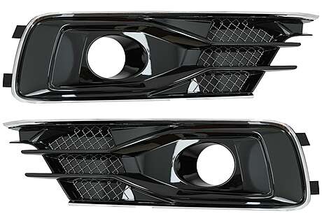 Bumper Lower Side Grilles Covers suitable for AUDI A6 C7 4G Facelift (2015-2018) Black Edition