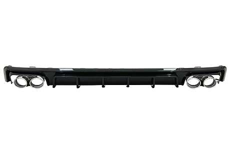 Rear Bumper Valance Diffuser with Exhaust Tips suitable for Audi A6 C8 4K Avant Sedan (2018-up) S6 Design Piano Black