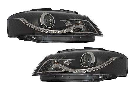 Headlights DAYLIGHT suitable for Audi A3 8P (05.2003-03.2008) DRL Black