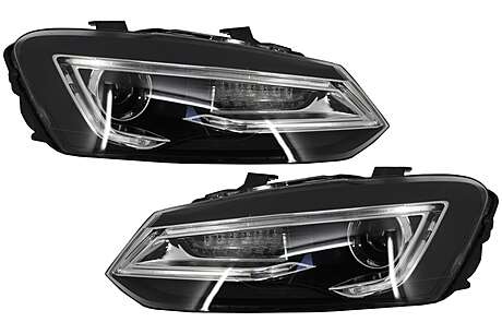 Headlights LED XENON HID suitable for VW Polo 6R 6C 61 (2011-2017) Light Bar Devil Eye Look