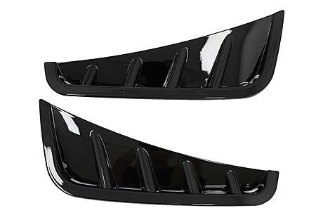 Front Bumper Flaps Side Fins Flics suitable for Mercedes C-Class W205 S205 Sedan T-Model Facelift (2018-2020) Piano Black