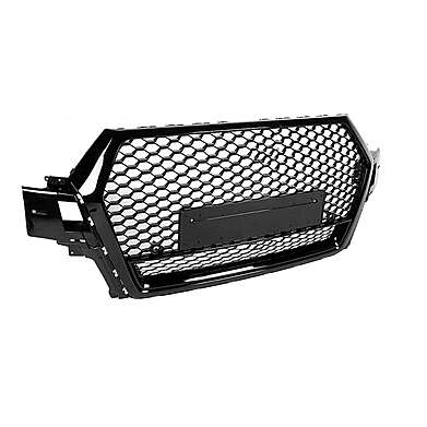 Front Bumper Central Grill Glossy Black Audi Q7 / RSQ7 2016-2019