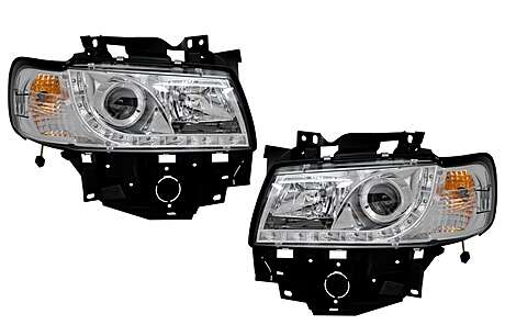 Headlights Daylight suitable for VW T4 Transporter Long Nose (1996-2003) LED DRL Chrome