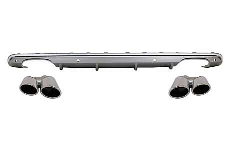 Rear Diffuser Double Outlet with Exhaust Muffler Tips suitable for Audi Q5 8R Facelift (2009-2016) S-Line Bumper