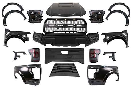Complete Facelift Conversion Body Kit Assembly suitable for Ford Ranger (2015-2021) to 2017 F150 Raptor