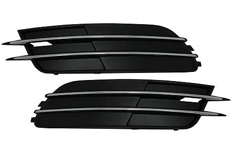 Bumper Lower Grille Covers Side Grilles suitable for Audi A6 C7 4G (2012-2015) Without ACC