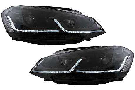 LED Headlights suitable for VW Golf 7 VII (2012-2017) Black Facelift G7.5 Design with Sequential Dynamic Turning Lights