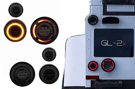 Glohh GL-2X LED Taillights suitable for Land Rover Defender L316 (1990-2016) Smoke Dynamic Sequential Turning Lights