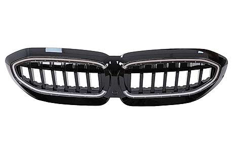 LED Central Kidney Grilles suitable for BMW 3 Series G20 Sedan G21 Touring (2019-2022) Piano Black