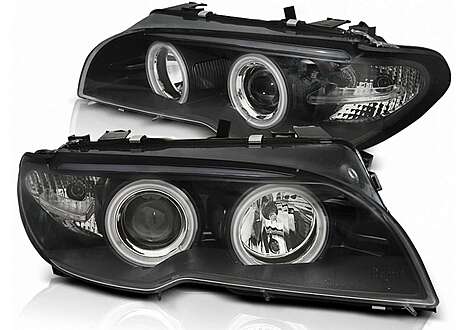 Angel Eyes CCFL Headlights suitable for BMW 3 Series E46 Coupe Cabrio (04.2003-2006) Black