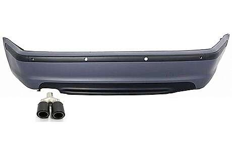 Rear Bumper suitable for BMW 3 Series E46 4D Sedan (1998-2004) M-Technik Design with Exhaust Muffler Tip Matte Carbon Fiber