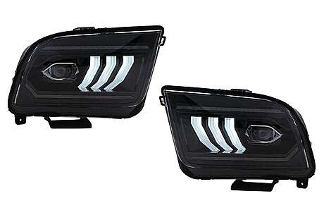 LED Headlights suitable for Ford Mustang V Pre-Facelift (2005-2009) Black Dynamic Sequential Turning Lights