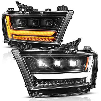 Front Headlights Led Black Anzo 111628A Dodge RAM 1500 2019-2024