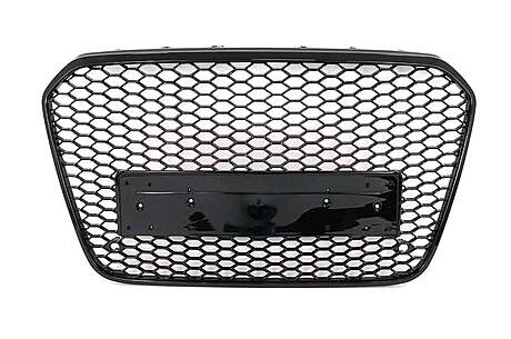 Front Badgeless Grille suitable for Audi A6 C7 4G (2011-10.2014) Shiny Black