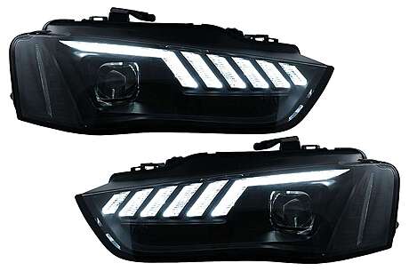 LED DRL Headlights suitable for Audi A4 B8.5 Facelift (2012-2015) Dynamic Sequential Turning Light Black