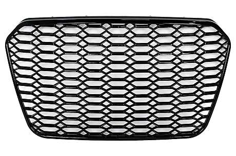 Badgeless Central Grille suitable for Audi A6 C7 4G (2011-2014) Shiny Black
