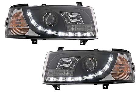 LED DRL Headlights suitable for VW Transporter T4 (1990-2003) Black