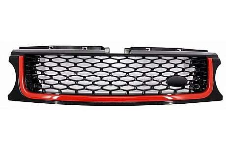 Central Grille suitable for Land Range Rover Sport L320 Facelift (2009-2013) Autobiography Look Black Red Edition
