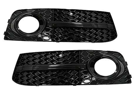 Fog Lamp Covers Side Grilles suitable for AUDI A4 B8 8K (2007-2011) S4 Design Black Edition