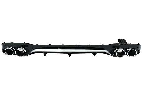 Rear Diffuser with Exhaust Tips suitable for Mercedes E-Class W213 Sport Line (2016-2019) E53 Design Silver Edition