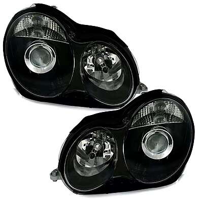 Front Headlights Black Mercedes-Benz W203 C-Class 2000-2004