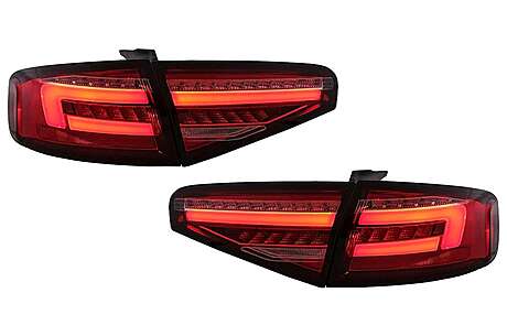 LED BAR Taillights suitable for Audi A4 B8 Sedan (2012-2015) Red Clear Dynamic Sequential Turning Lights