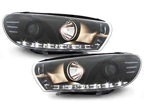 LED DRL Headlights suitable for VW Scirocco (2008-04.2014) Black